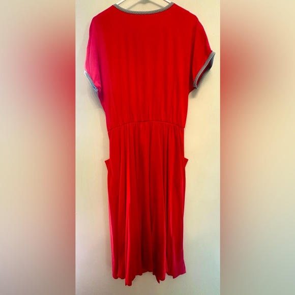 Vintage 80s Red Midi Dress with Button Accents & Detached Belt Size 12 - Picture 4 of 5